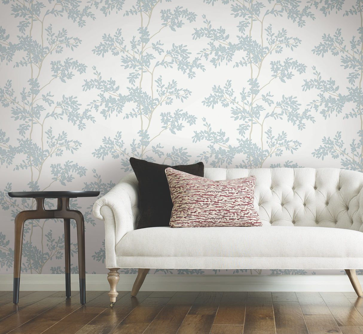 York BL1802 Lunaria Silhouette White & Cloud Blue Wallpaper