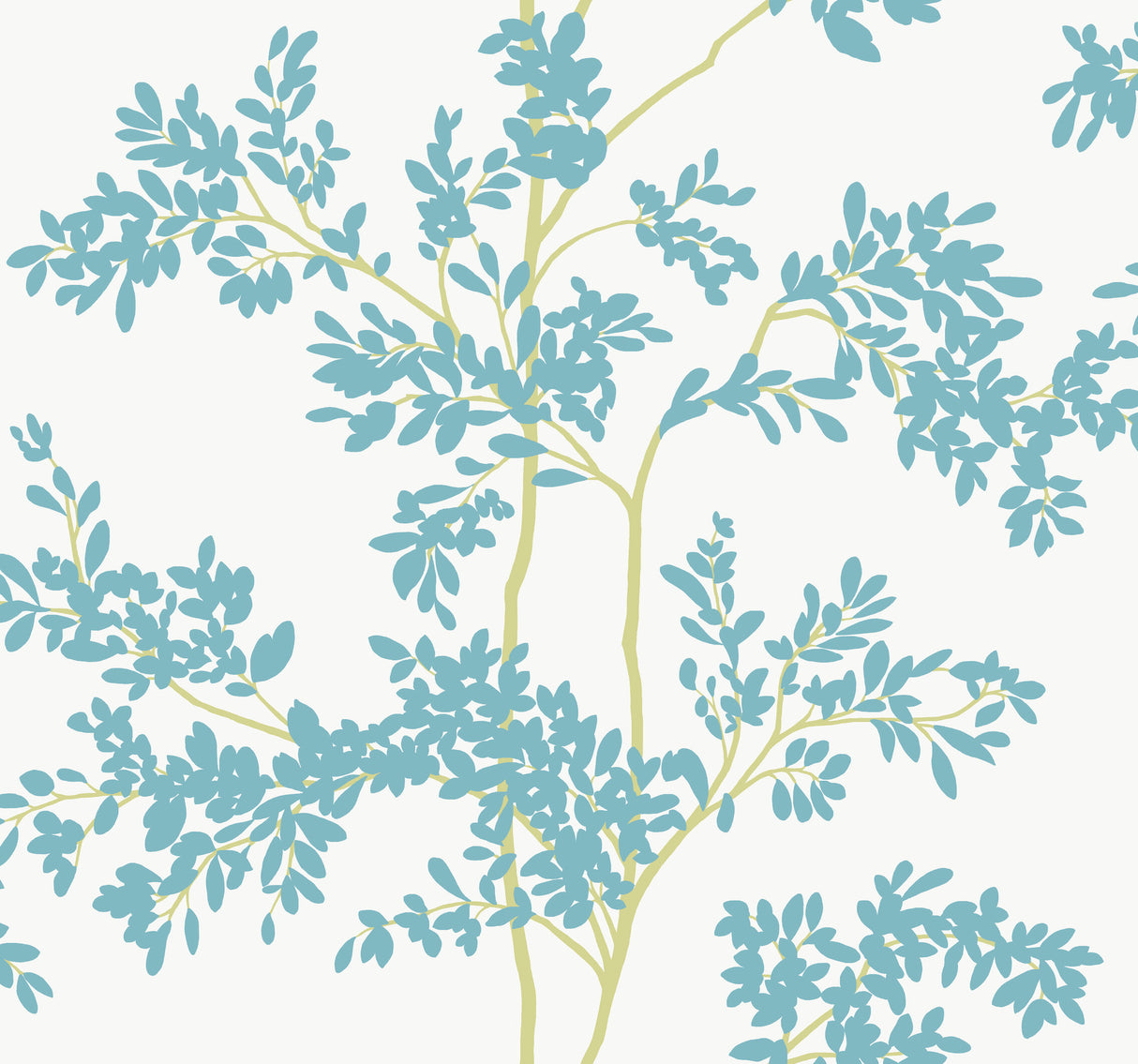 York BL1803 Lunaria Silhouette White & Aqua Wallpaper