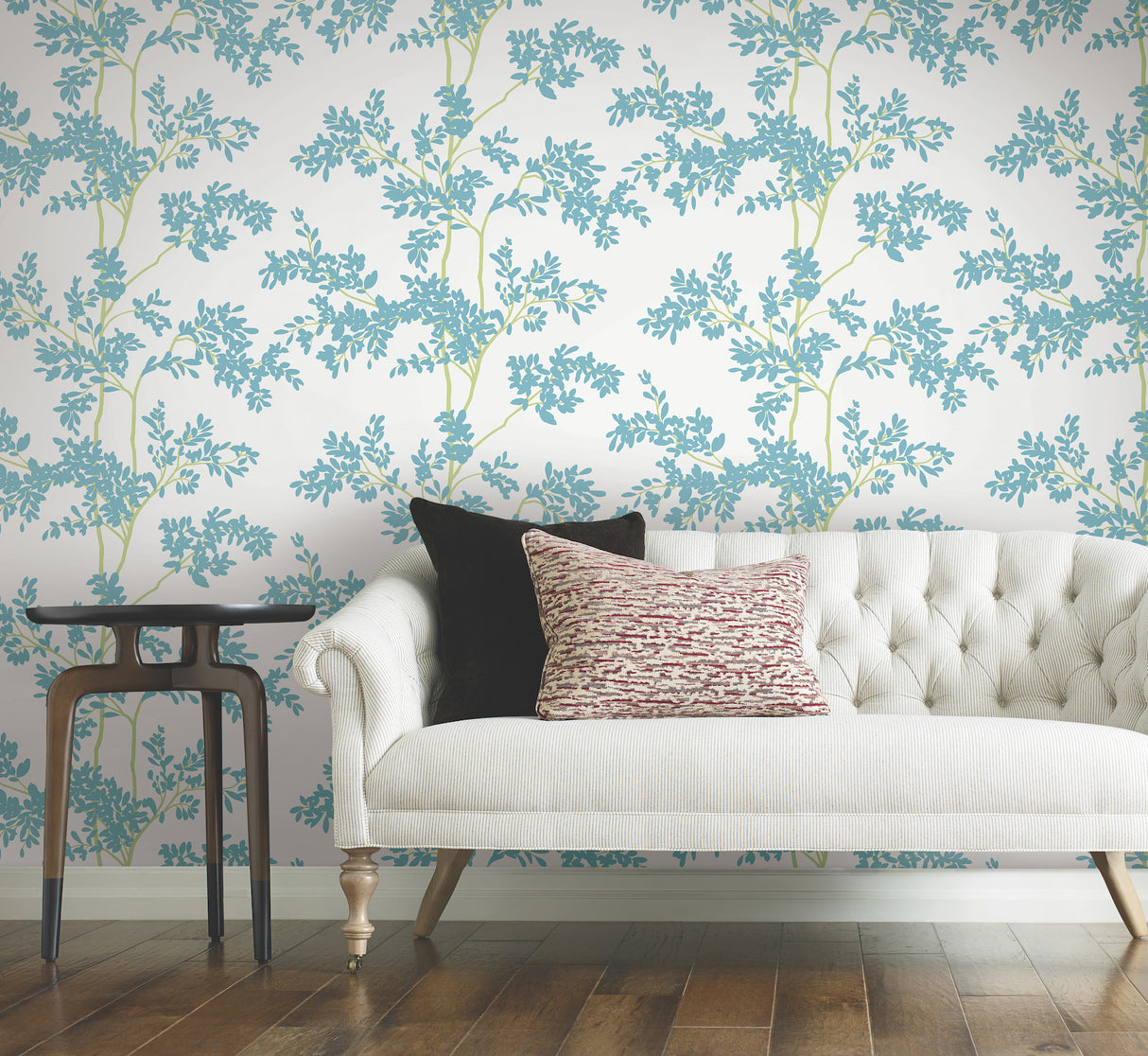 York BL1803 Lunaria Silhouette White & Aqua Wallpaper