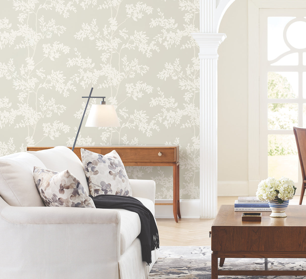 York BL1805 Lunaria Silhouette Light Taupe & White Wallpaper