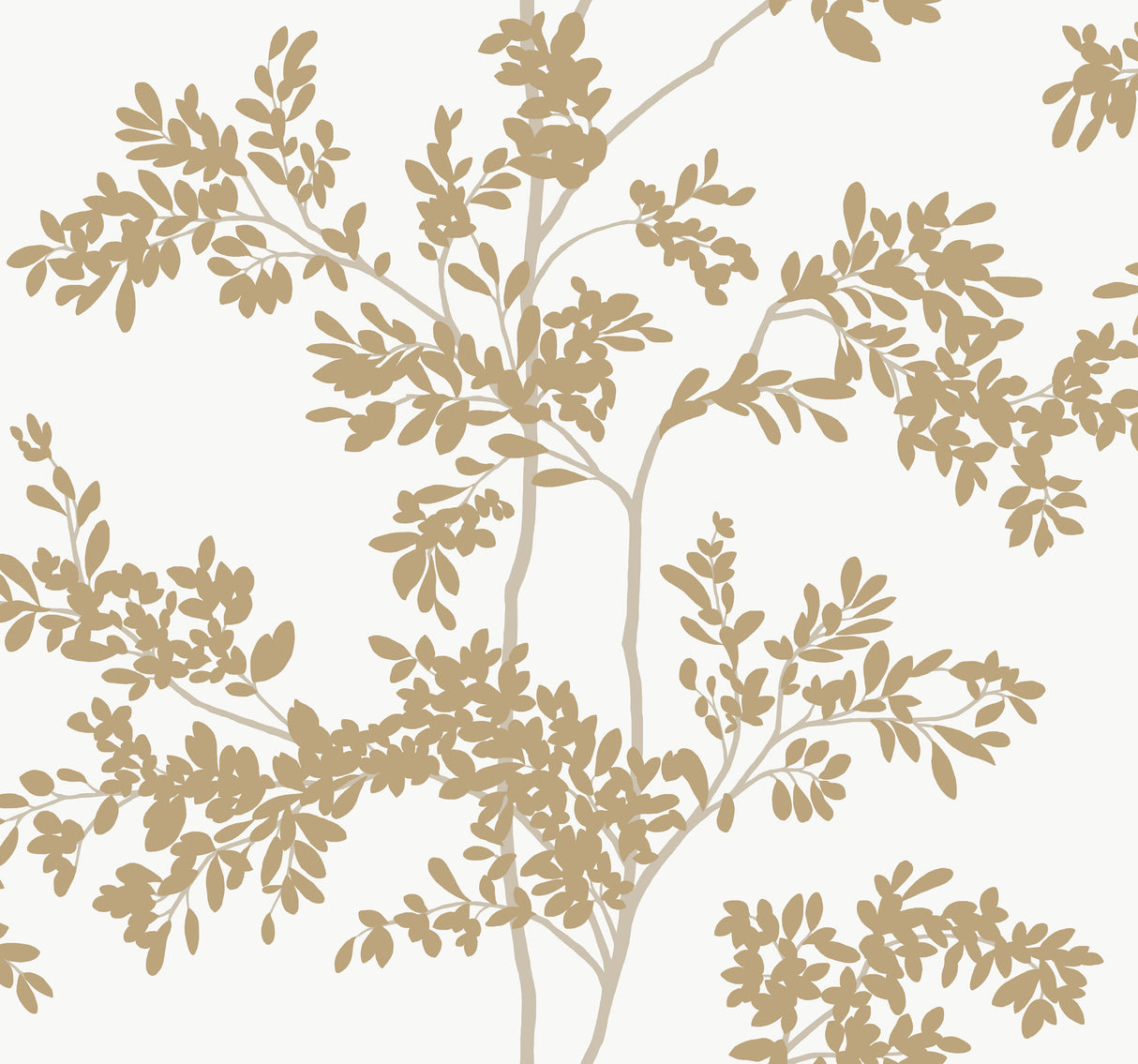 York BL1806 Lunaria Silhouette White & Gold Wallpaper