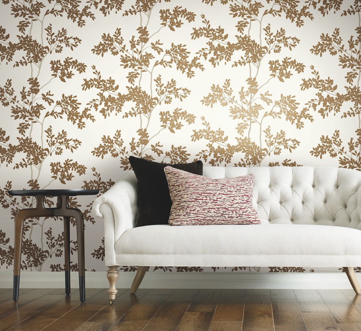 York BL1806 Lunaria Silhouette White & Gold Wallpaper
