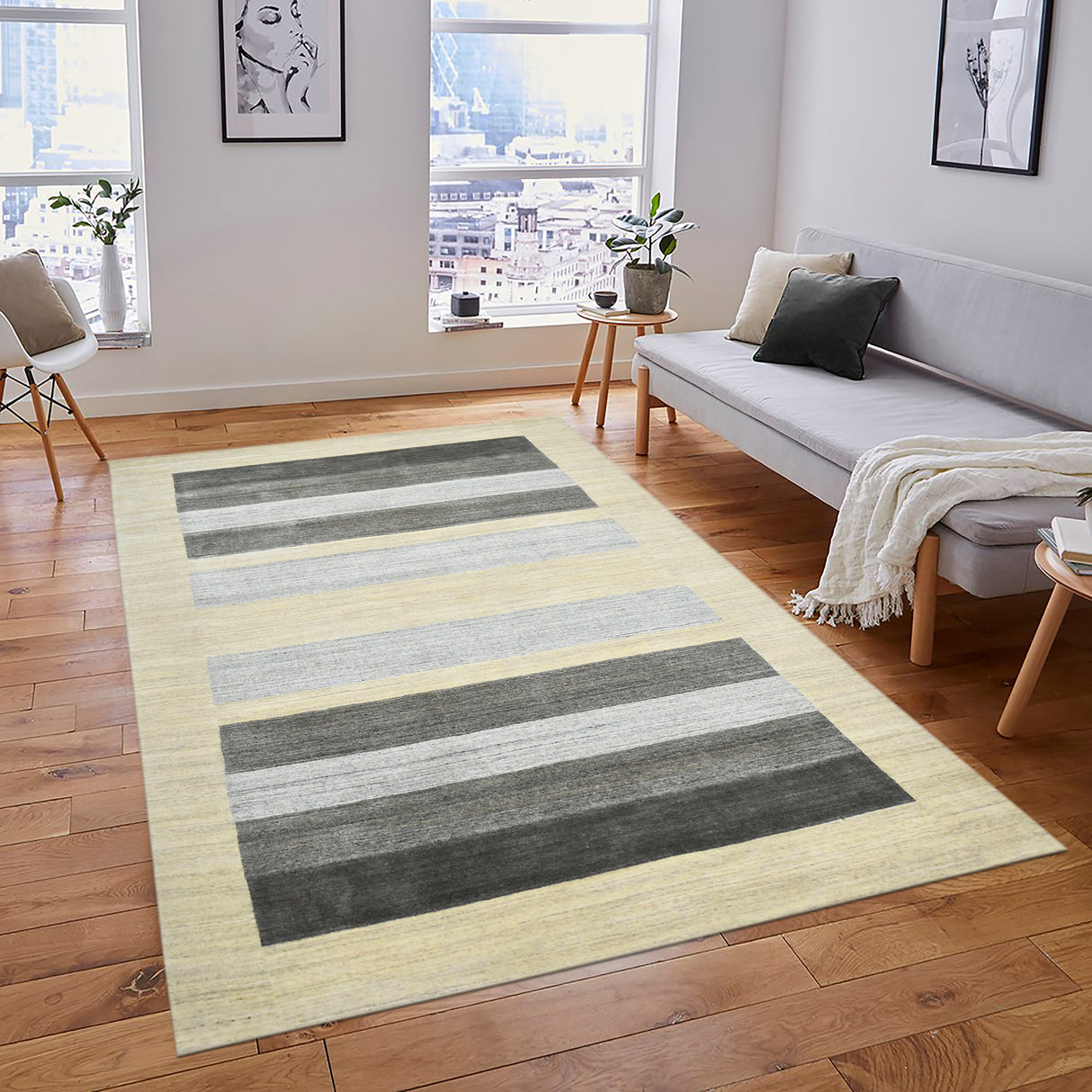 Amer Rugs BLN-4 Blend Farmhouse Striped Area Rug