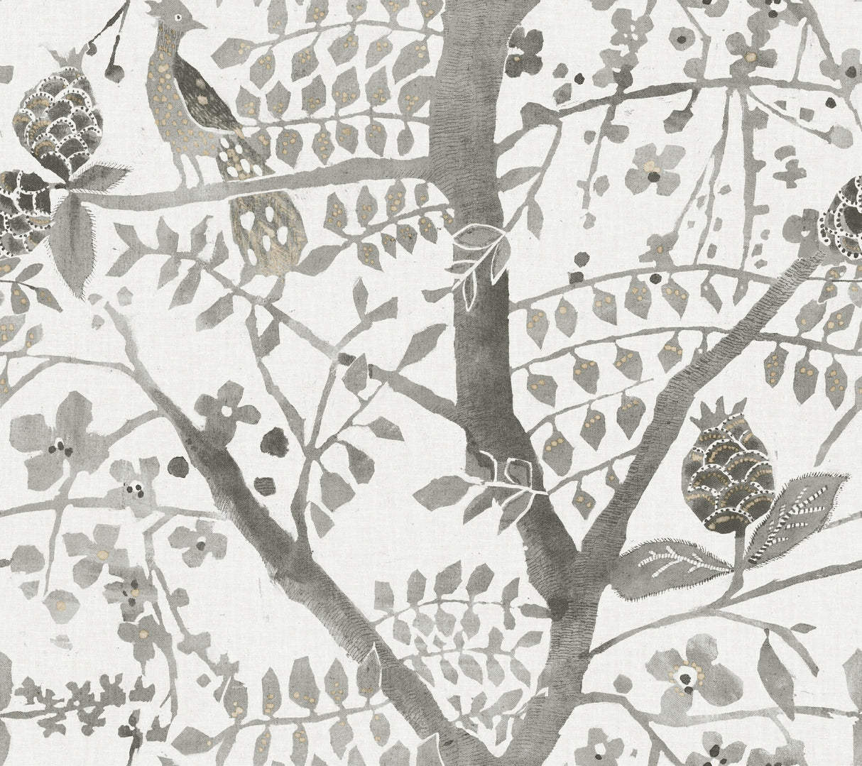 York BO6633 Peacock Block Print Grey Wallpaper