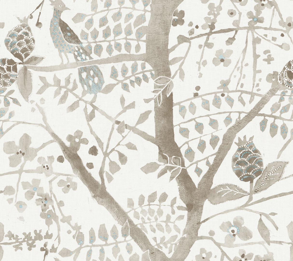 York BO6635 Peacock Block Print Off White Wallpaper