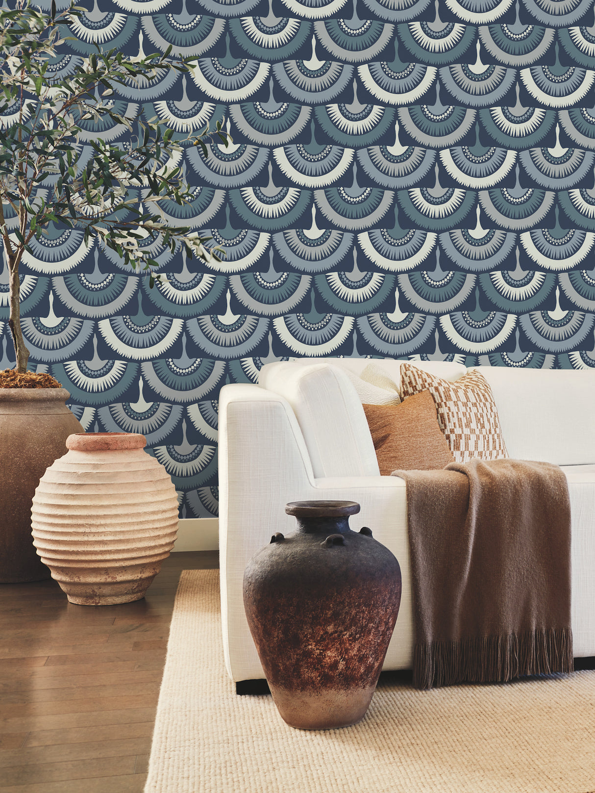 York BO6642 Feather & Fringe Blue Wallpaper