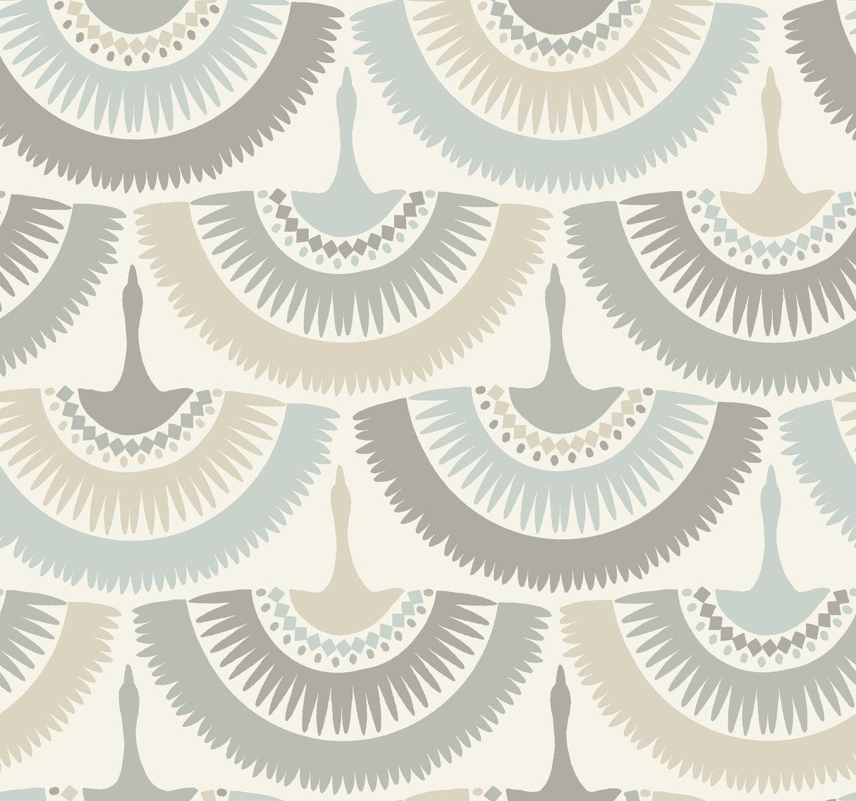 York BO6643 Feather & Fringe Cream & Blue Wallpaper