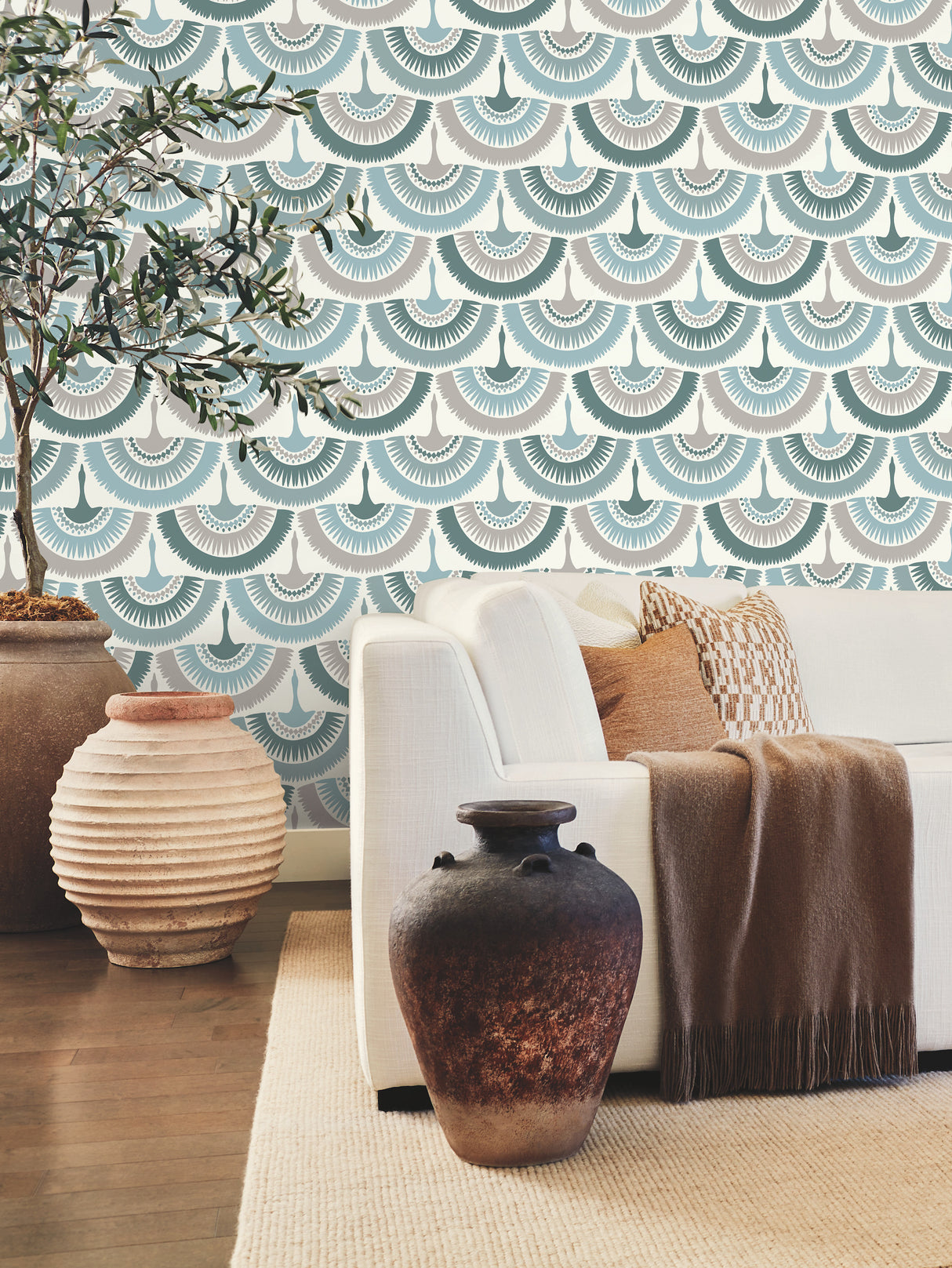York BO6644 Feather & Fringe Green Wallpaper