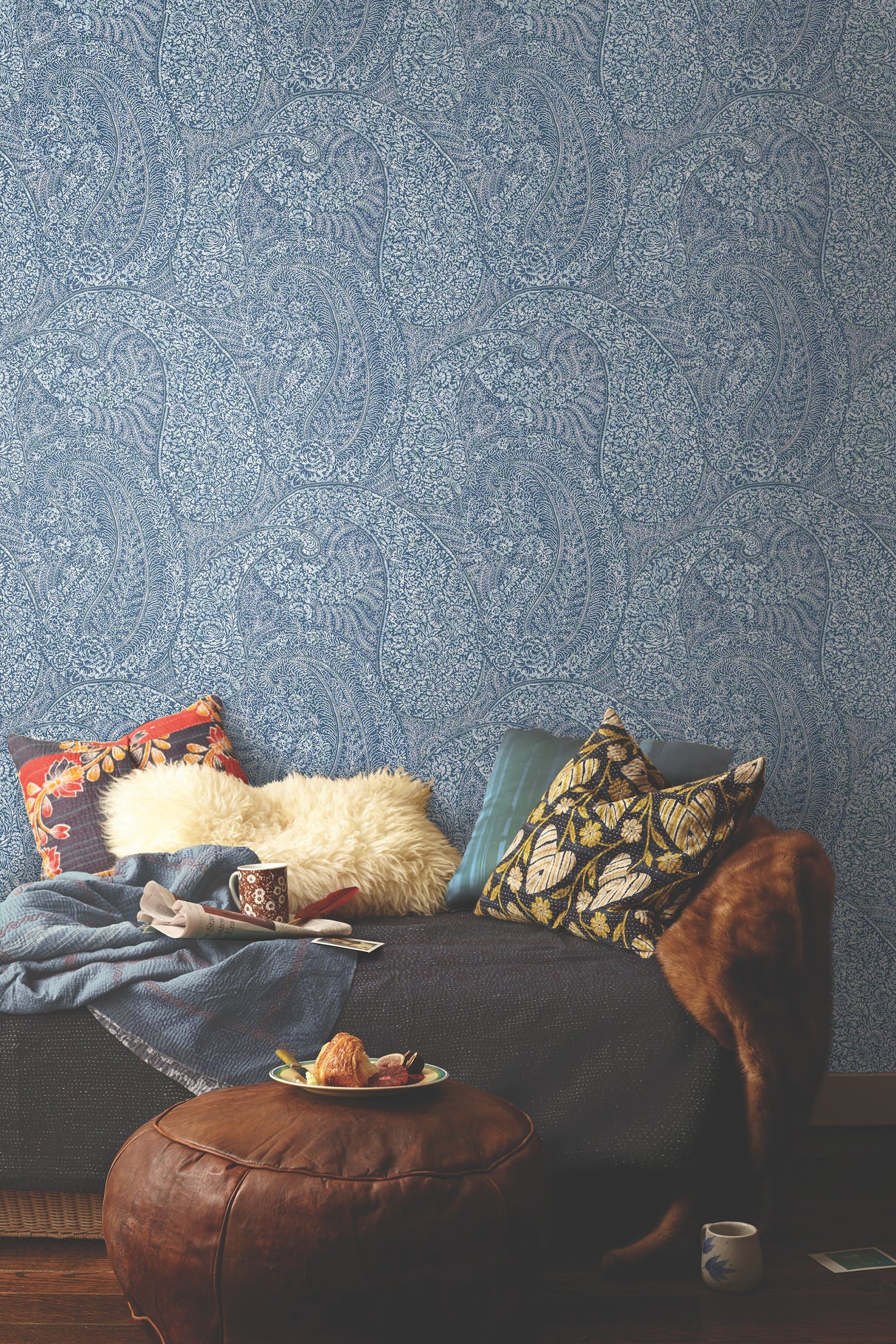 York BO6655 Kashmir Dreams Paisley Blue Wallpaper