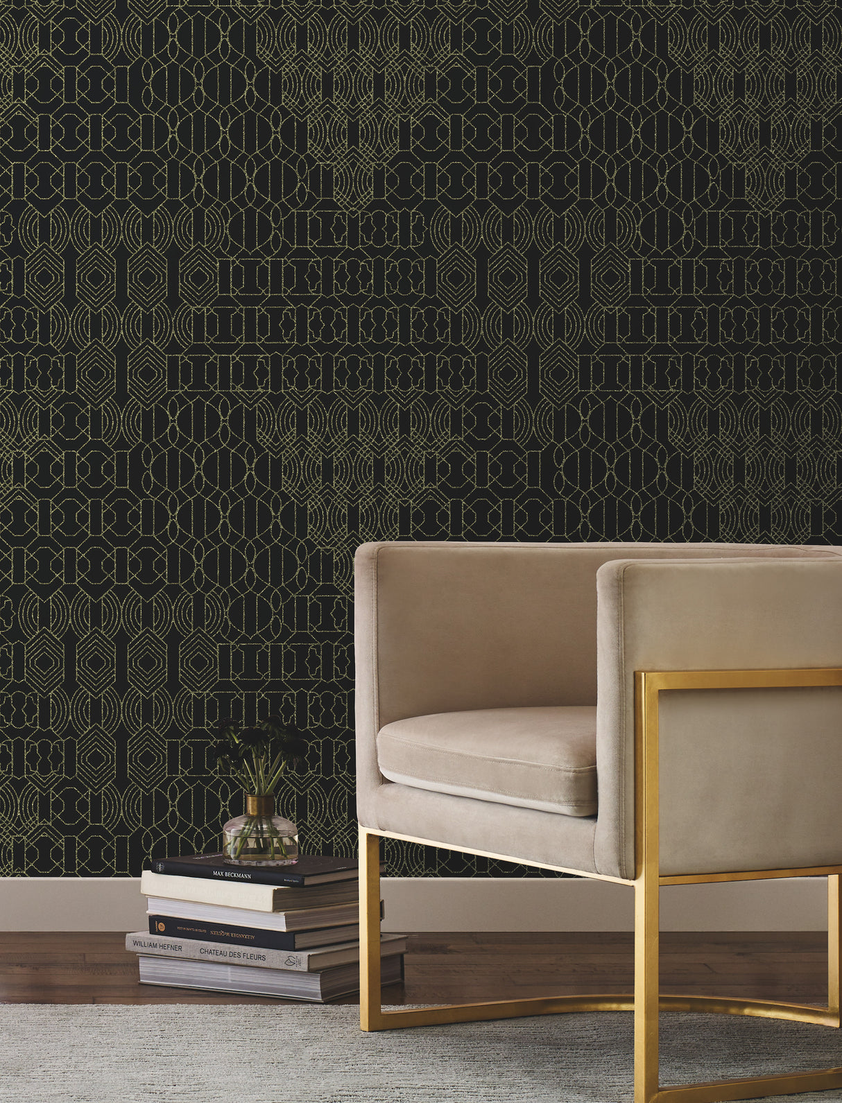 York BO6674 Modern Chandelier Black Wallpaper