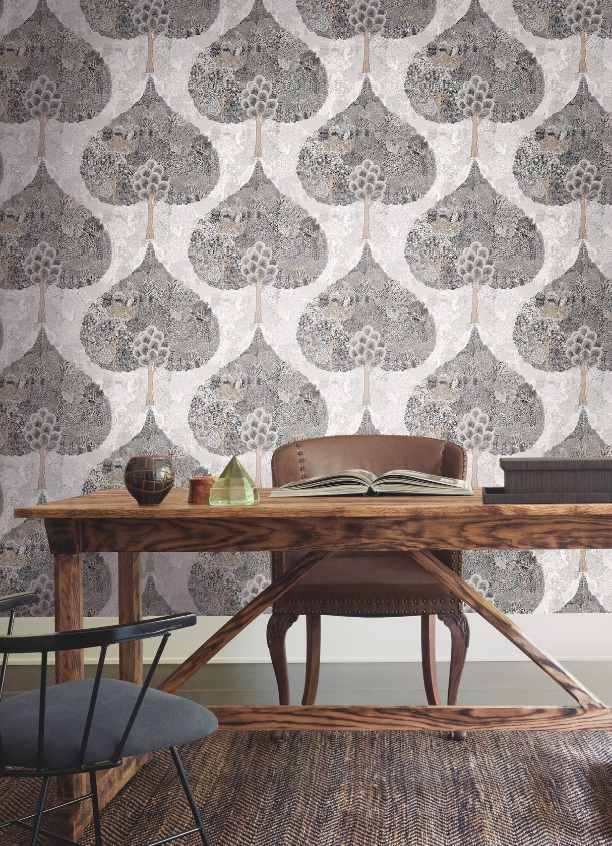 York BO6703 Mystic Forest Black Wallpaper