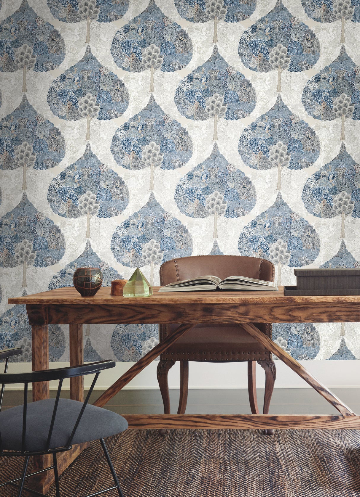 York BO6704 Mystic Forest Blue Wallpaper