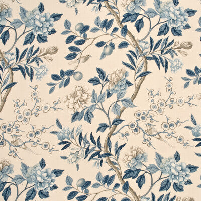 G P & J BAKER BP10310.3.0 EMPEROR'S GARDEN BLUE/CREAM Fabric - Eade's Wallpaper