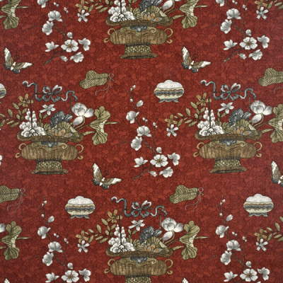 G P & J BAKER BP10313.3.0 CASTLETON CRIMSON/TAUPE Fabric - Eade's Wallpaper