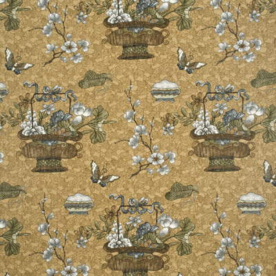 G P & J BAKER BP10313.4.0 CASTLETON GOLD/SILVER Fabric - Eade's Wallpaper