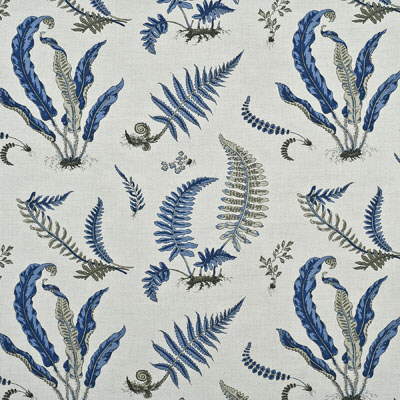 G P & J BAKER BP10382.1.0 FERNS INDIGO/LINEN Fabric - Eade's Wallpaper