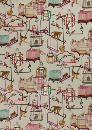 G P & J BAKER BP10591.3.0 MENAGERIE VELVET AQUA Fabric - Eade's Wallpaper