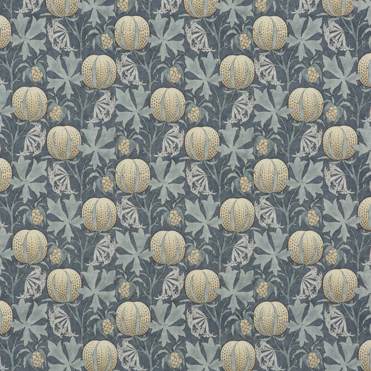 G P & J BAKER BP10621.1.0 PUMPKINS INDIGO Fabric - Eade's Wallpaper