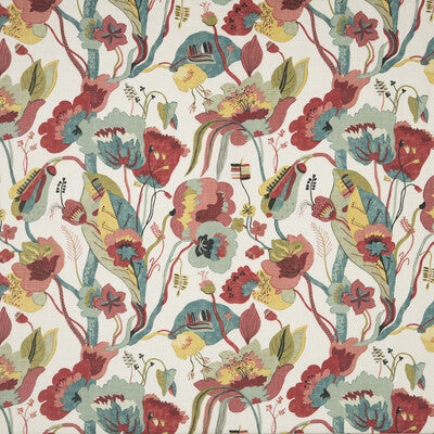 G P & J BAKER BP10631.4.0 CALIFORNIA LINEN/TEAL/PIMENTO Fabric - Eade's Wallpaper