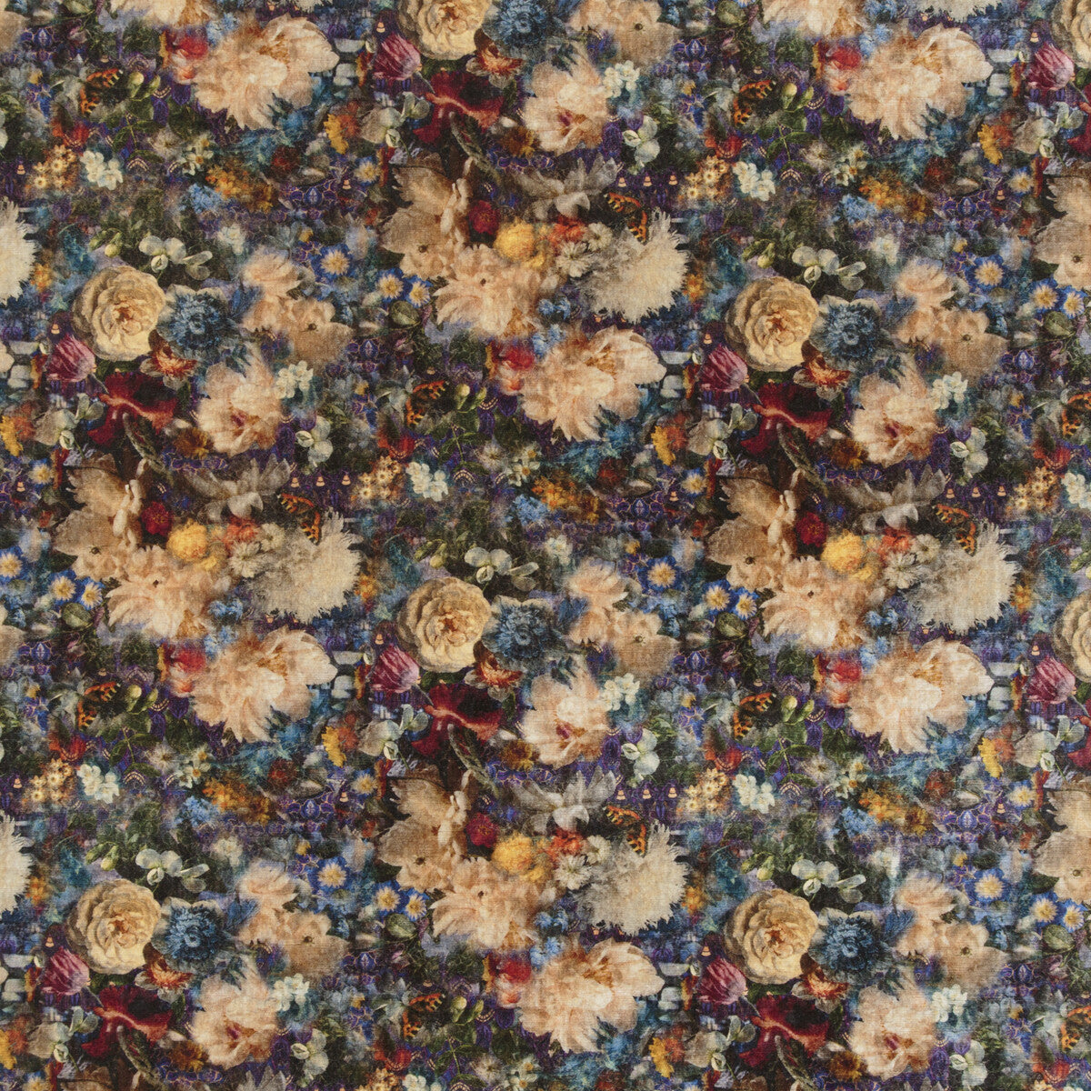 G P & J BAKER BP10642.2.0 ROYAL GARDEN VELVET SAPPHIRE Fabric - Eade's Wallpaper