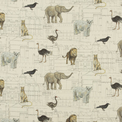 G P & J BAKER BP10675.1.0 ROYAL BEASTS LINEN IVORY Fabric - Eade's Wallpaper