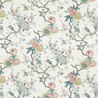G P & J BAKER BP10771.5.0 ORIENTAL BIRD SIGNATURE TEAL Fabric - Eade's Wallpaper