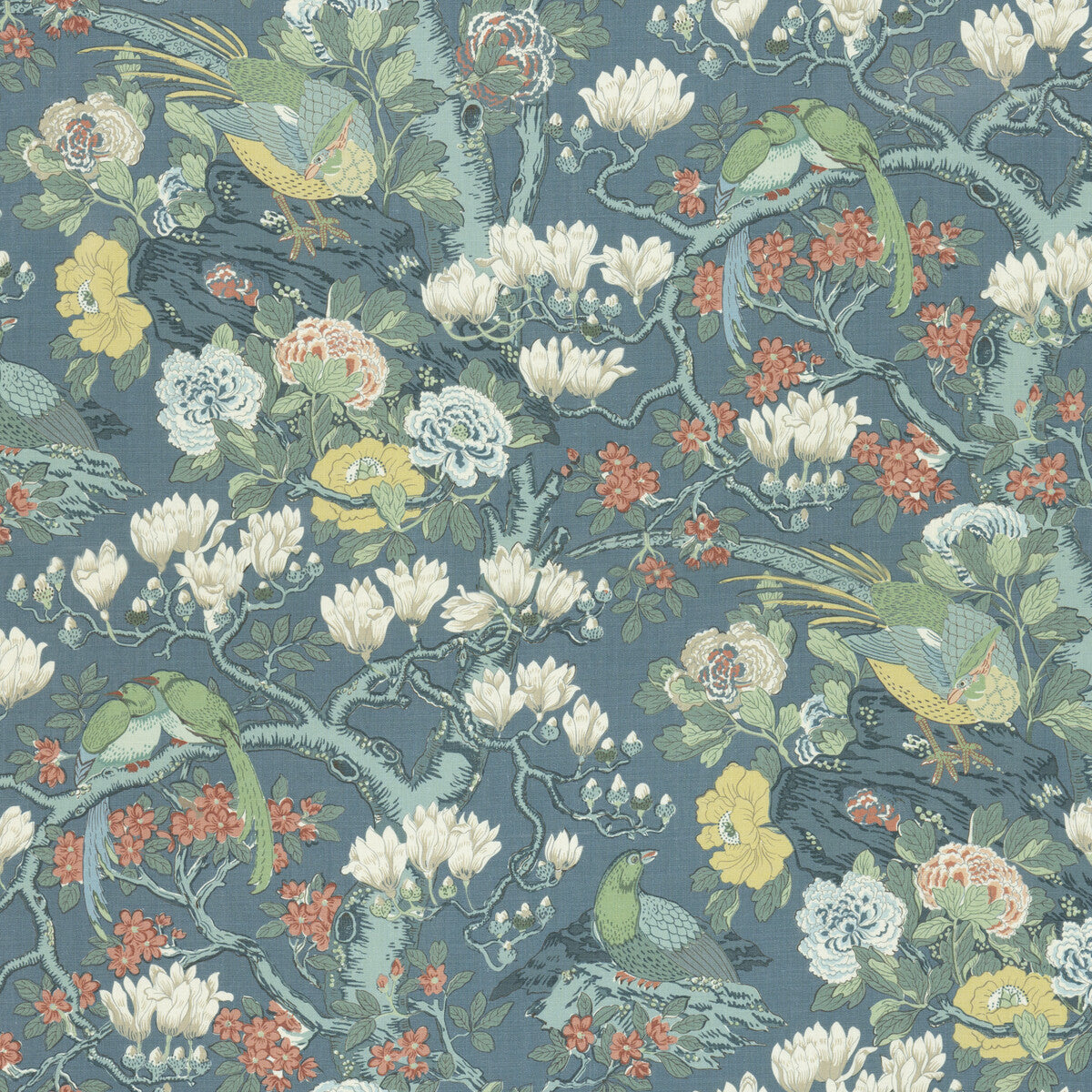 G P & J BAKER BP10773.1.0 ROCKBIRD SIGNATURE TEAL Fabric - Eade's Wallpaper