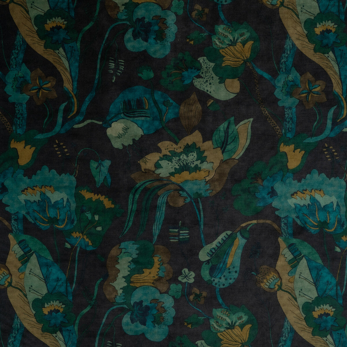 G P & J BAKER BP10813.1.0 CALIFORNIA VELVET INDIGO/TEAL Fabric - Eade's Wallpaper