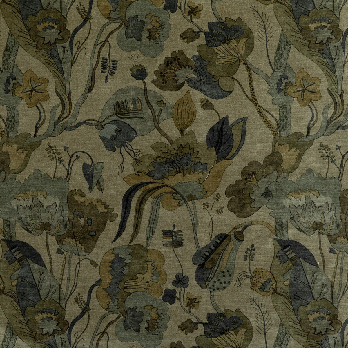 G P & J BAKER BP10813.5.0 CALIFORNIA VELVET DENIM/MOLE Fabric - Eade's Wallpaper