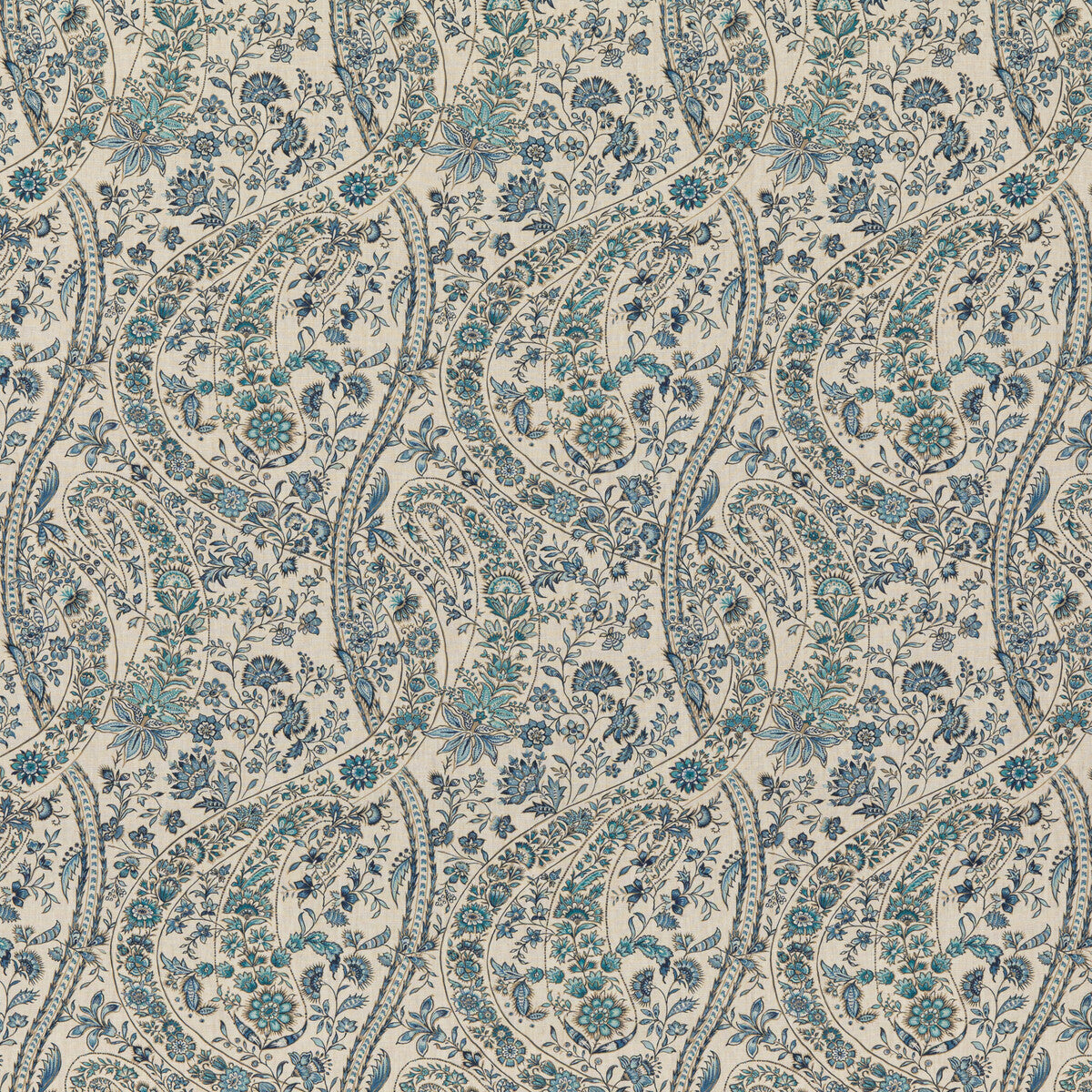 G P & J BAKER BP10835.1.0 BUKHARA PAISLEY BLUE Fabric - Eade's Wallpaper
