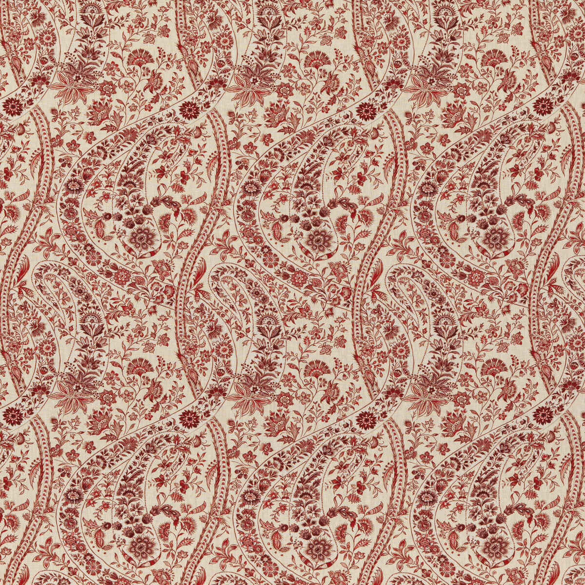 G P & J BAKER BP10835.2.0 BUKHARA PAISLEY RED Fabric - Eade's Wallpaper