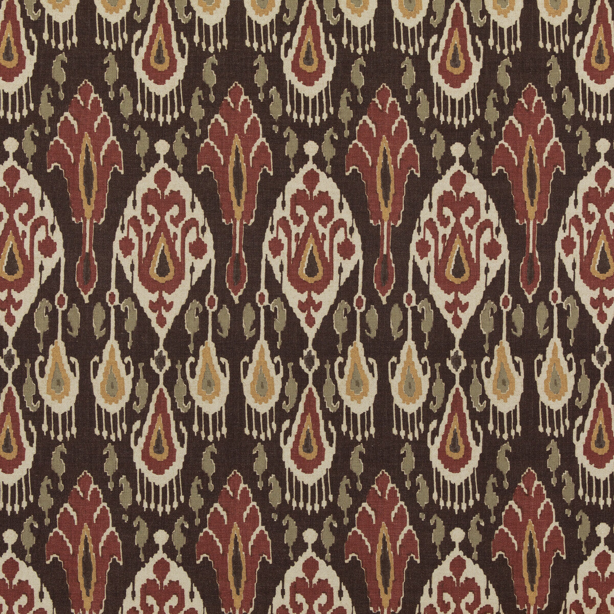 G P & J BAKER BP10853.6.0 IKAT BOKHARA ESPRESSO Fabric - Eade's Wallpaper