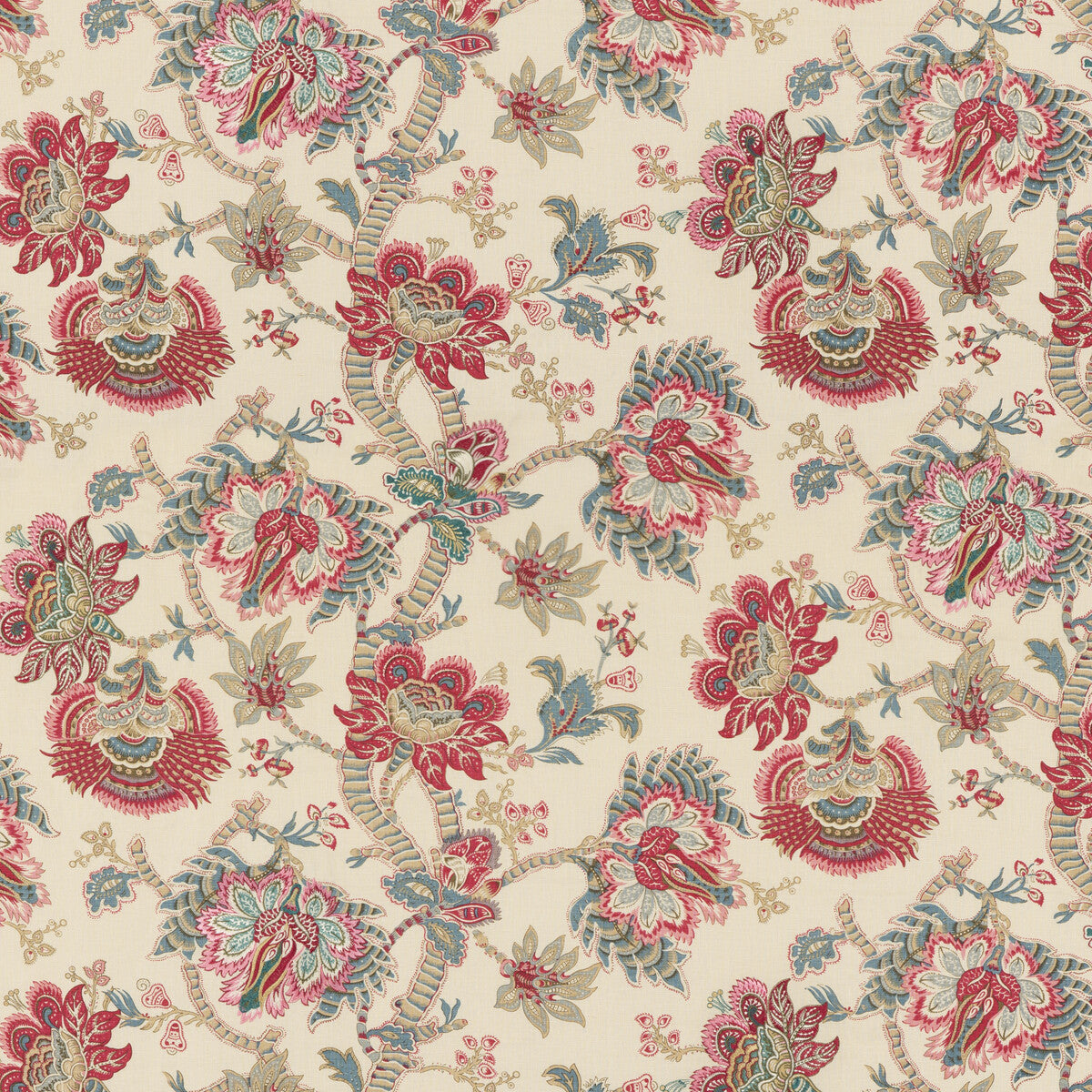 G P & J BAKER BP10903.1.0 KINGHAM RED/ BLUE Fabric - Eade's Wallpaper