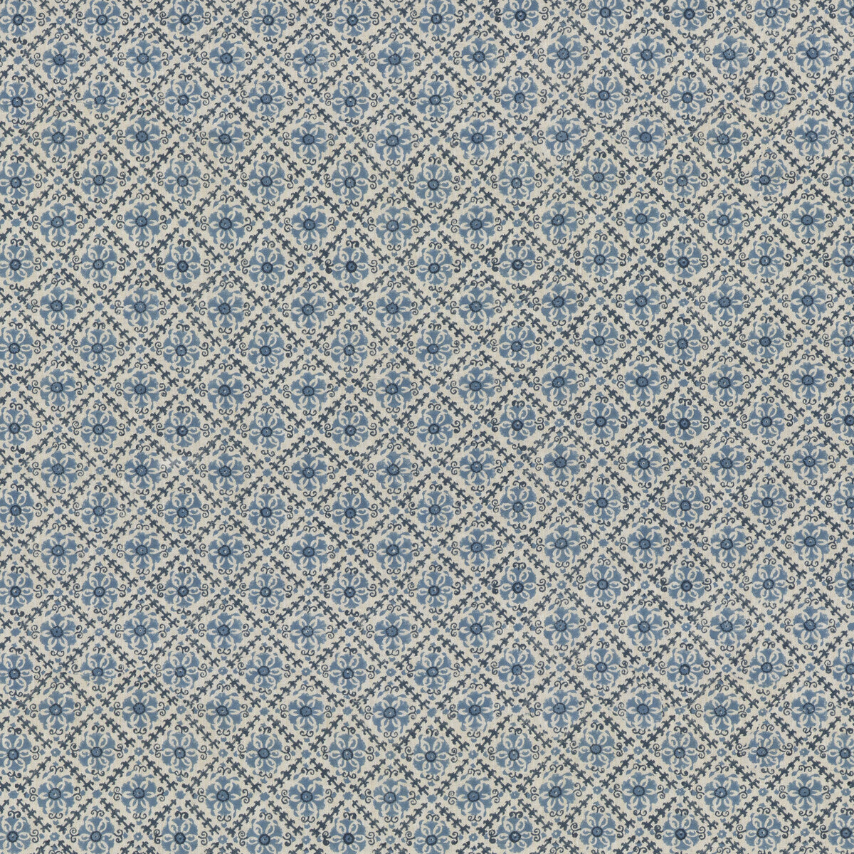 G P & J BAKER BP10909.1.0 CAMDEN TRELLIS BLUE Fabric - Eade's Wallpaper