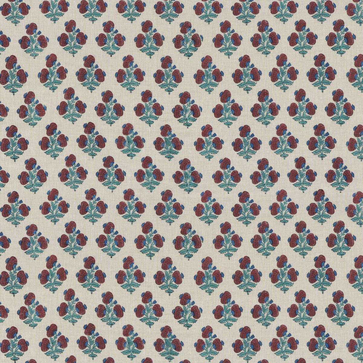 G P & J BAKER BP10916.1.0 JAIPUR POPPY RED/BLUE Fabric - Eade's Wallpaper