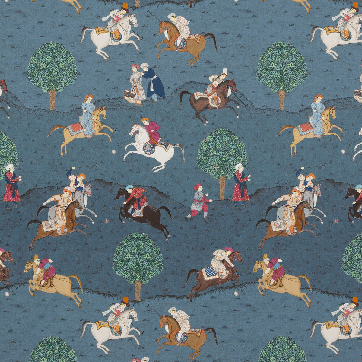 G P & J BAKER BP10925.1.0 CASPIAN INDIGO/RED Fabric - Eade's Wallpaper