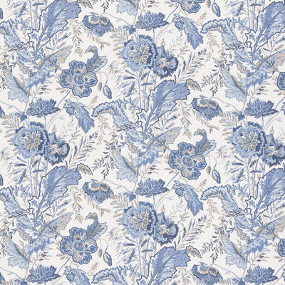 G P & J BAKER BP10938.1.0 INDIENNE FLOWER BLUE Fabric - Eade's Wallpaper