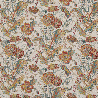 G P & J BAKER BP10938.3.0 INDIENNE FLOWER RED/TEAL Fabric - Eade's Wallpaper