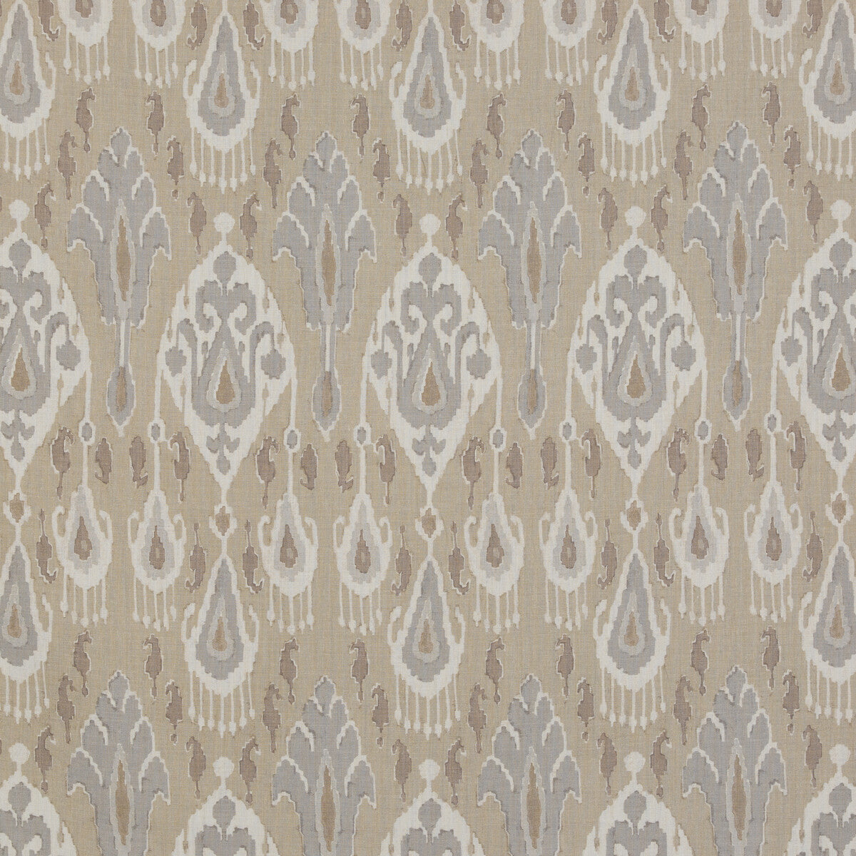 G P & J BAKER BP10939.3.0 IKAT BOKHARA LINEN PARCHMENT Fabric - Eade's Wallpaper
