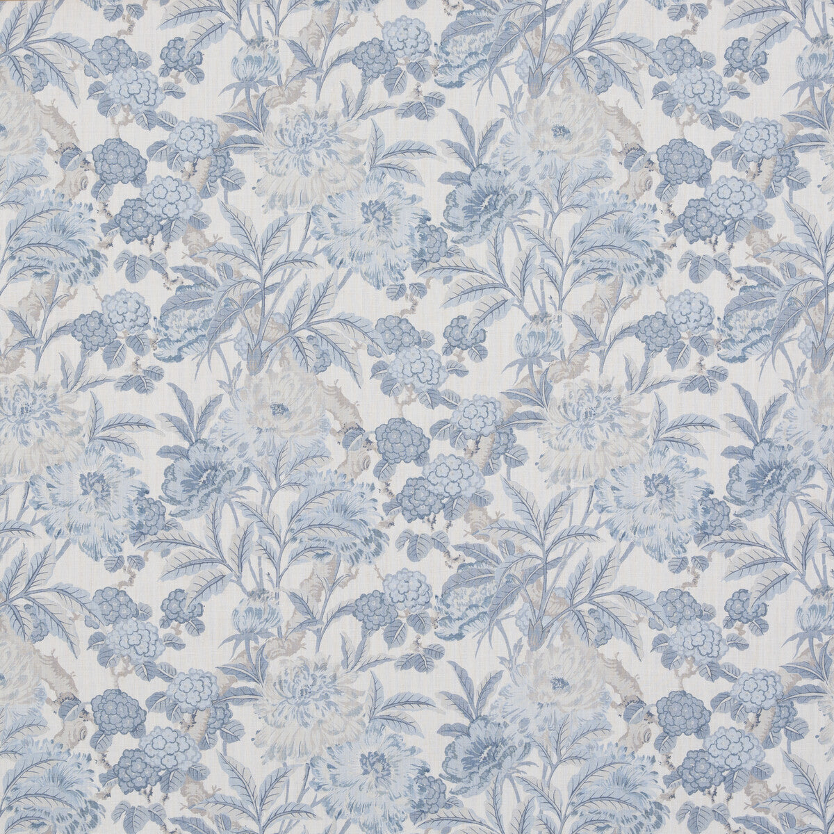 G P & J BAKER BP10950.1.0 SUMMER PEONY BLUE Fabric - Eade's Wallpaper