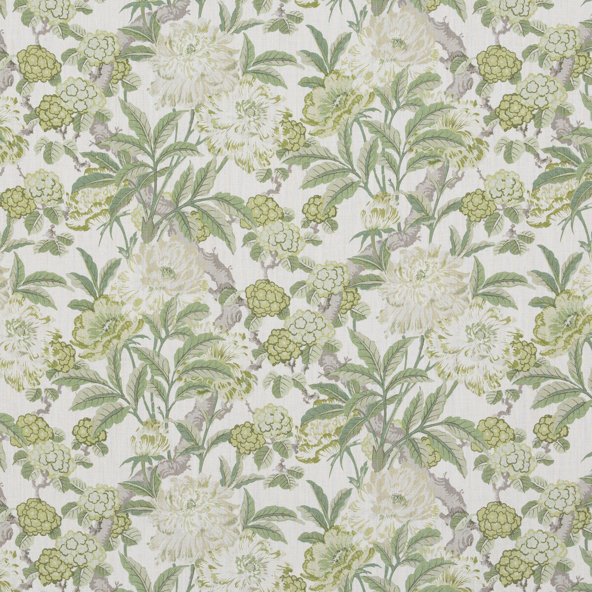 G P & J BAKER BP10950.3.0 SUMMER PEONY GREEN Fabric - Eade's Wallpaper