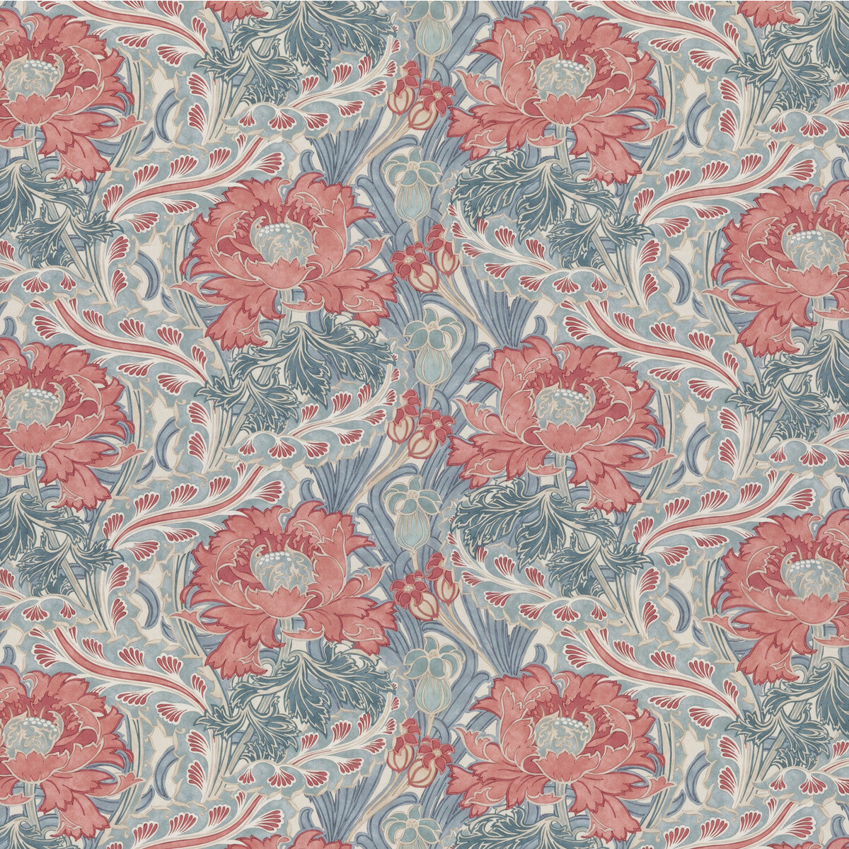 G P & J BAKER BP10969.2.0 BRANTWOOD COTTON TEAL Fabric - Eade's Wallpaper