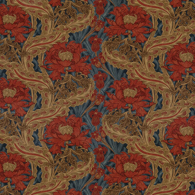 G P & J BAKER BP10970.2.0 BRANTWOOD VELVET RED/BLUE Fabric - Eade's Wallpaper
