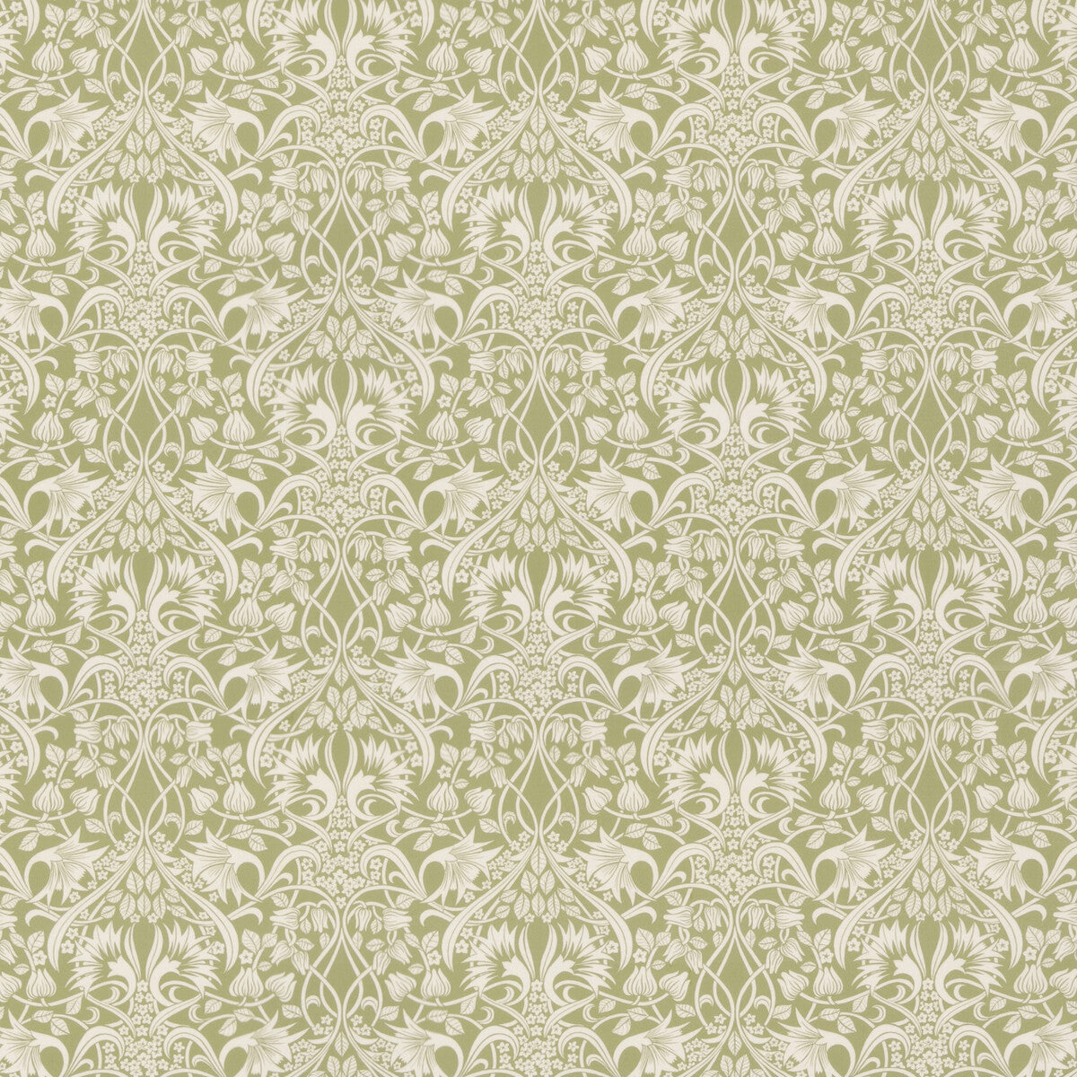 G P & J BAKER BP10974.2.0 FRITILLERIE COTTON GREEN Fabric - Eade's Wallpaper
