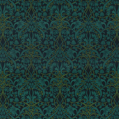 G P & J BAKER BP10975.1.0 FRITILLERIE VELVET INDIGO/TEAL Fabric - Eade's Wallpaper