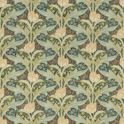 G P & J BAKER BP10977.1.0 TULIP & JASMINE COTTON EMERALD Fabric - Eade's Wallpaper