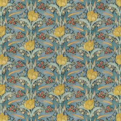 G P & J BAKER BP10977.3.0 TULIP & JASMINE COTTON TEAL Fabric - Eade's Wallpaper