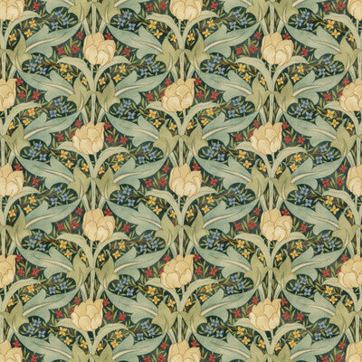 G P & J BAKER BP10978.1.0 TULIP & JASMINE VELVET EMERALD Fabric - Eade's Wallpaper