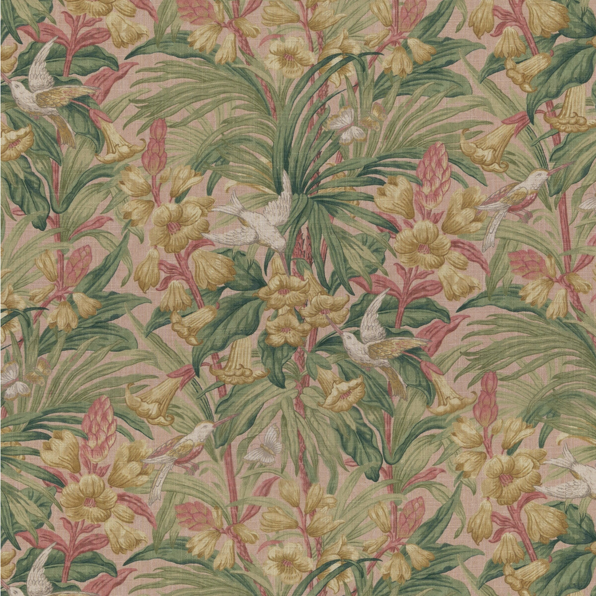 G P & J BAKER BP10982.2.0 TRUMPET FLOWERS BLUSH Fabric - Eade's Wallpaper