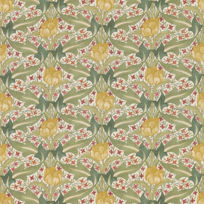 G P & J BAKER BP10994.1.0 TULIP & JASMINE RED/GREEN Fabric - Eade's Wallpaper